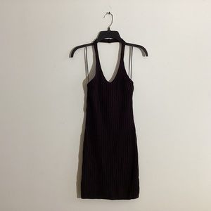Divided Halter Knit Mini Dress